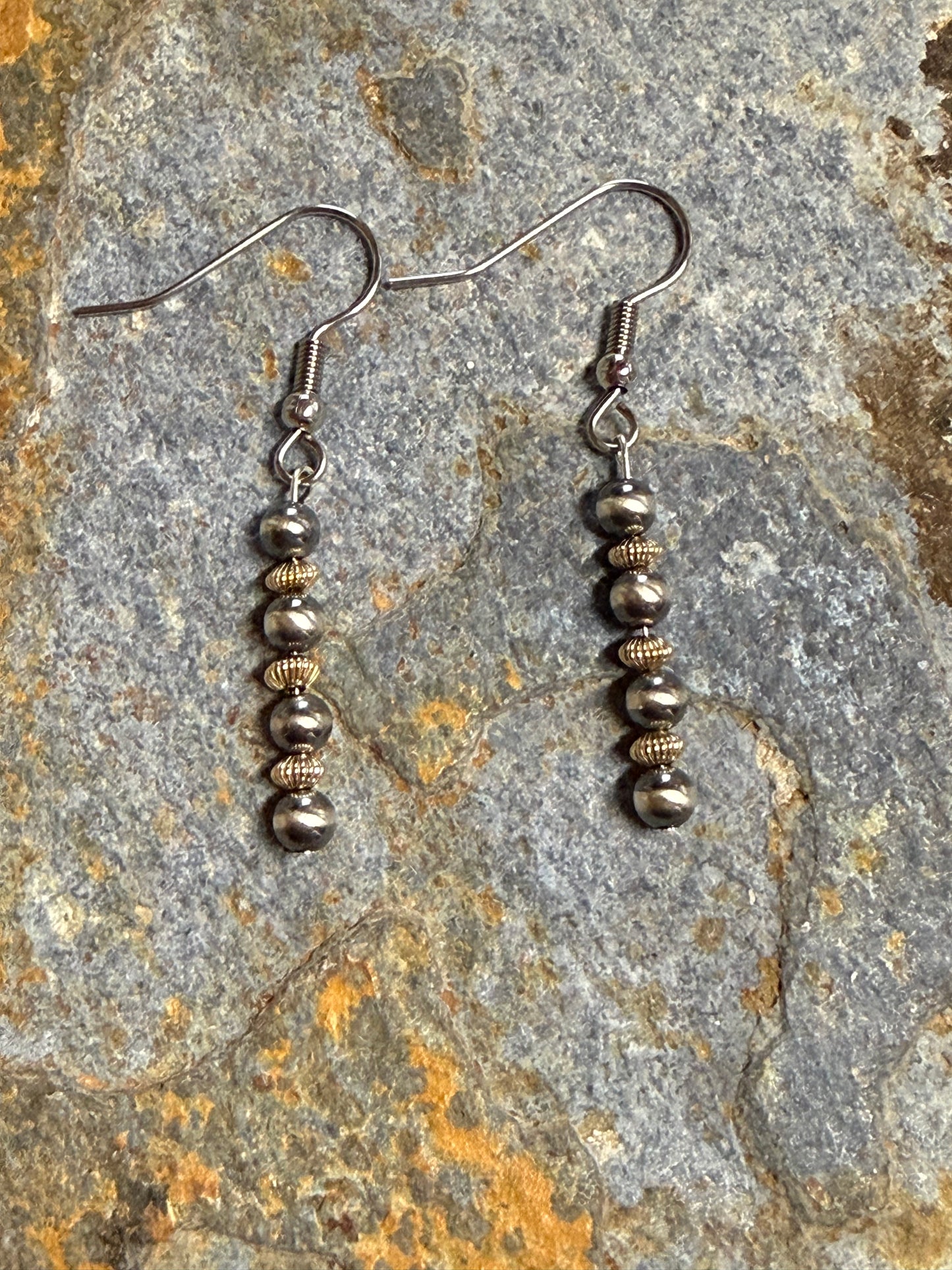 Sterling Silver Pearl Gold Filled Saucer Long Beaded Earrings