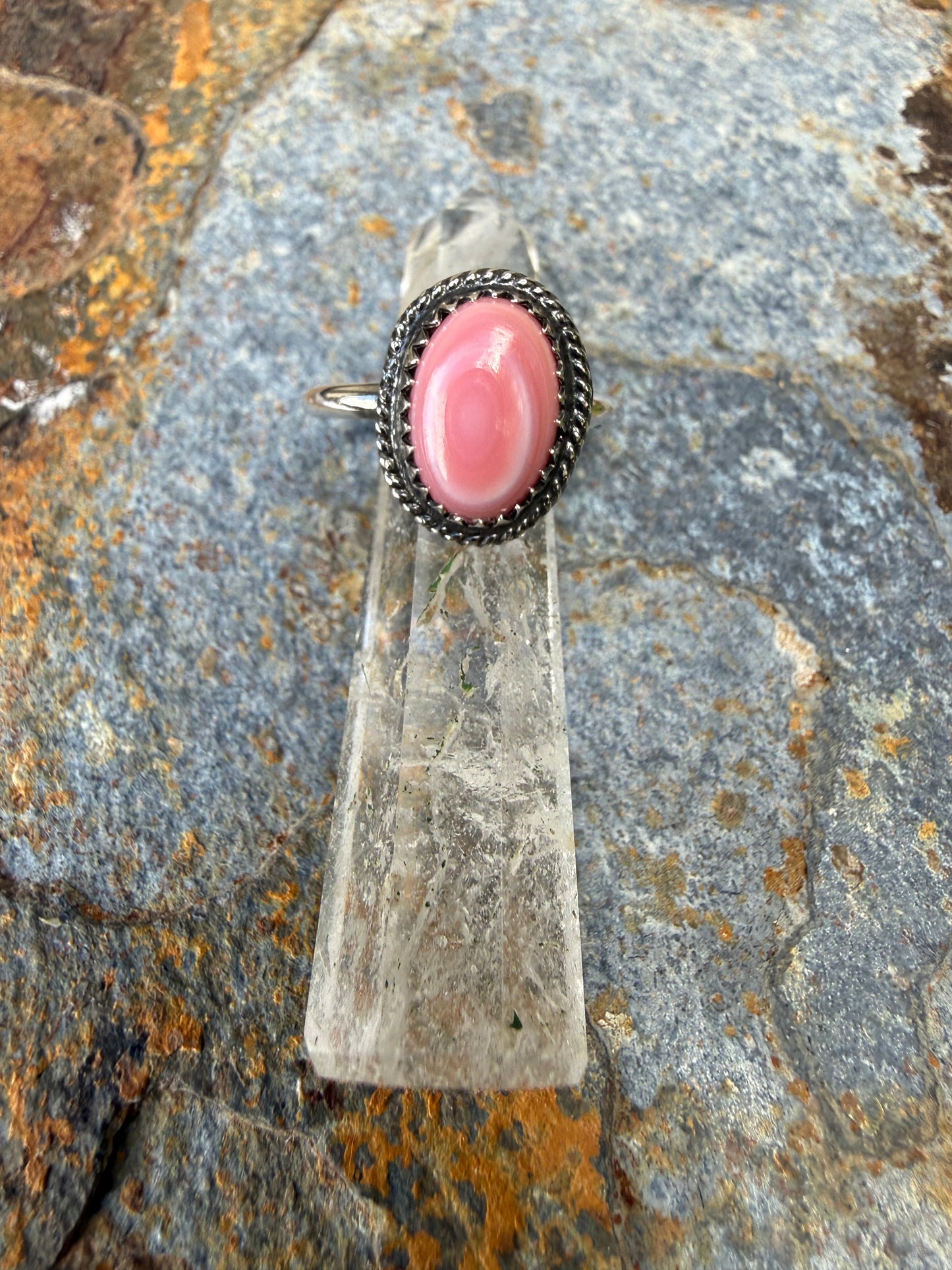 Pink Conch Shell Sterling Silver Ring