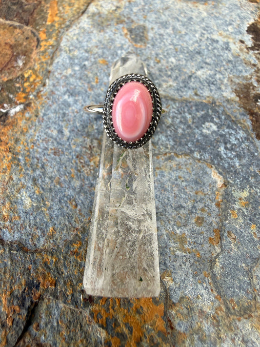 Pink Conch Shell Sterling Silver Ring