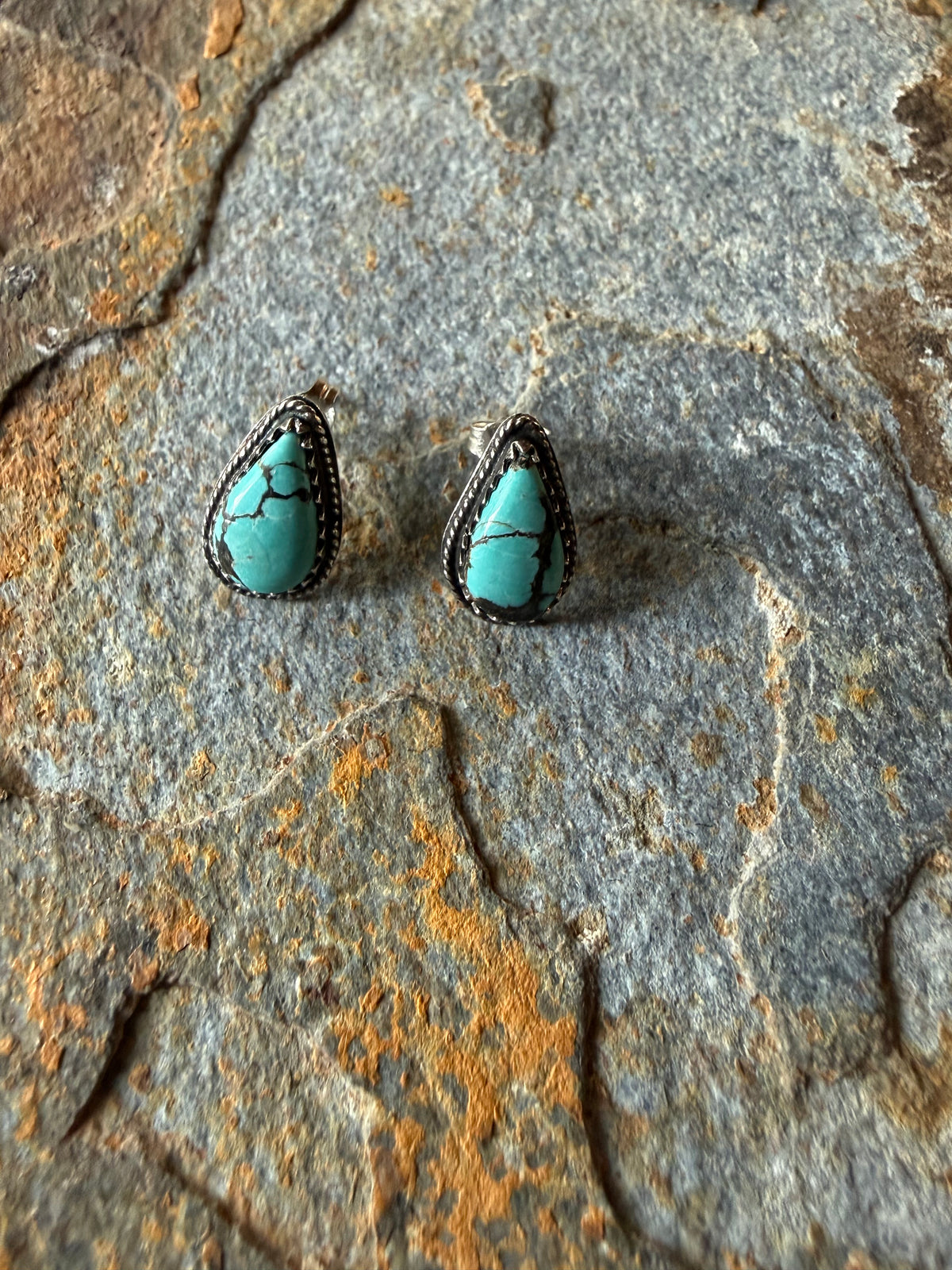 Blue Moon Turquoise Teardrop Post Earrings