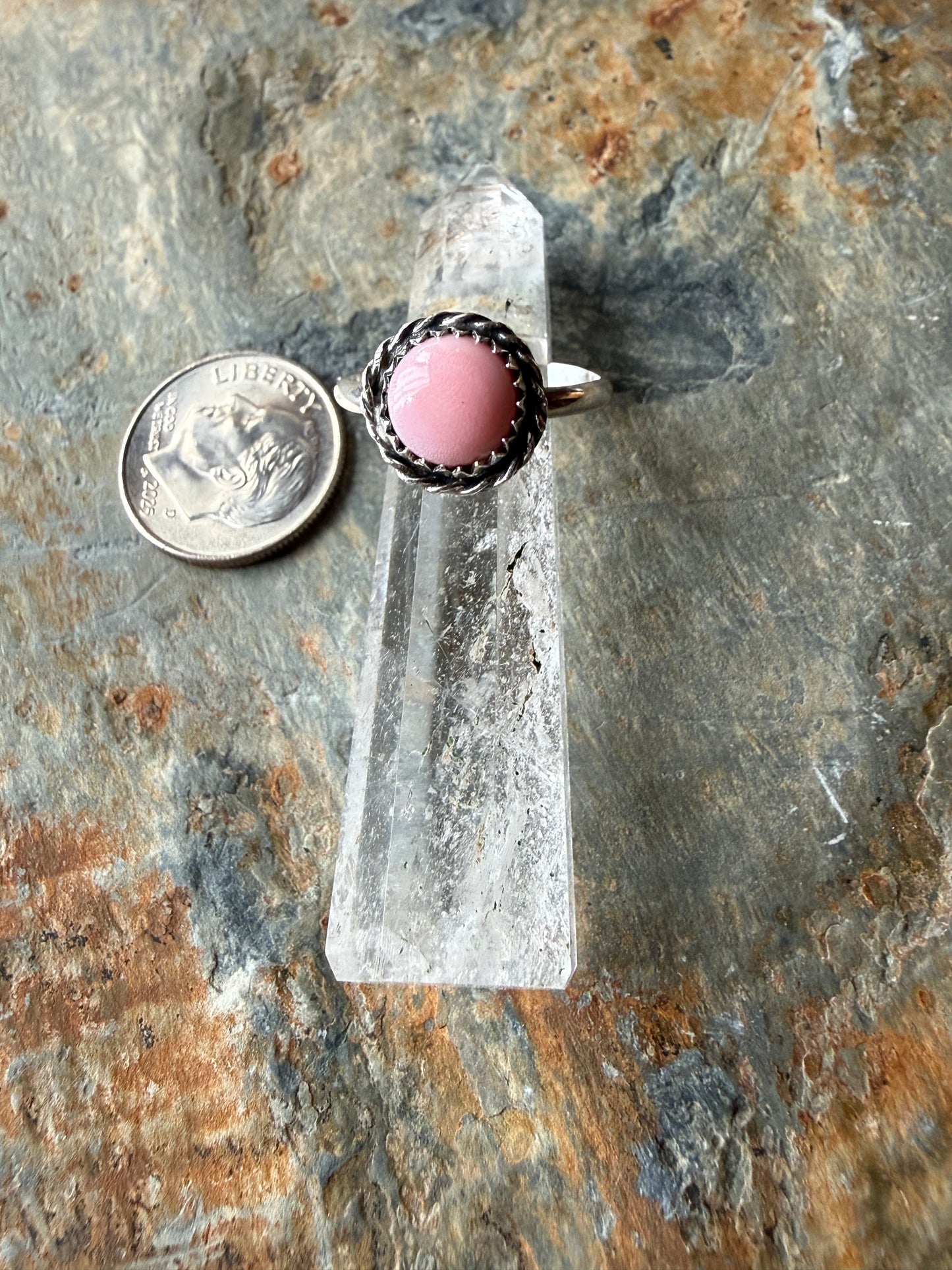 Pink Conch Shell Sterling Silver Ring