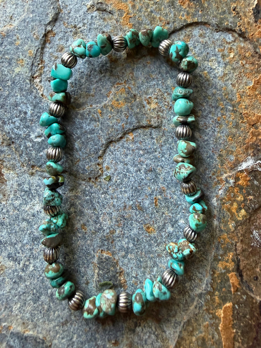 Carico Lake Turquoise Chip Bead Pearl Bracelet