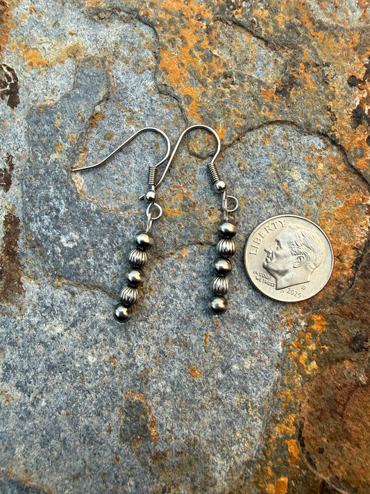 Sterling Silver 4mm Pearls Beaded Earrings