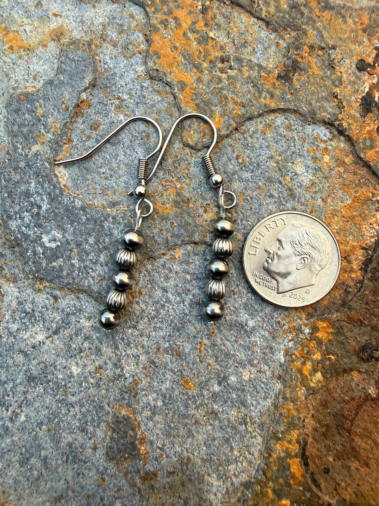 4mm Sterling Silver Pearls Beaded Earrings