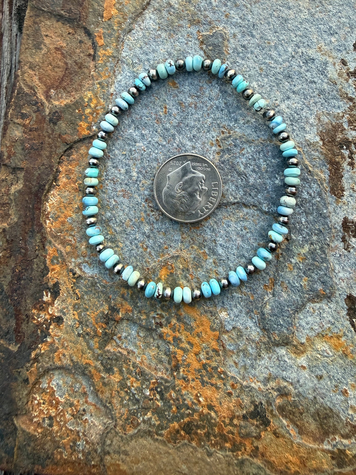 Golden Hills Turquoise Mini Rondel Beaded Pearl Bracelet