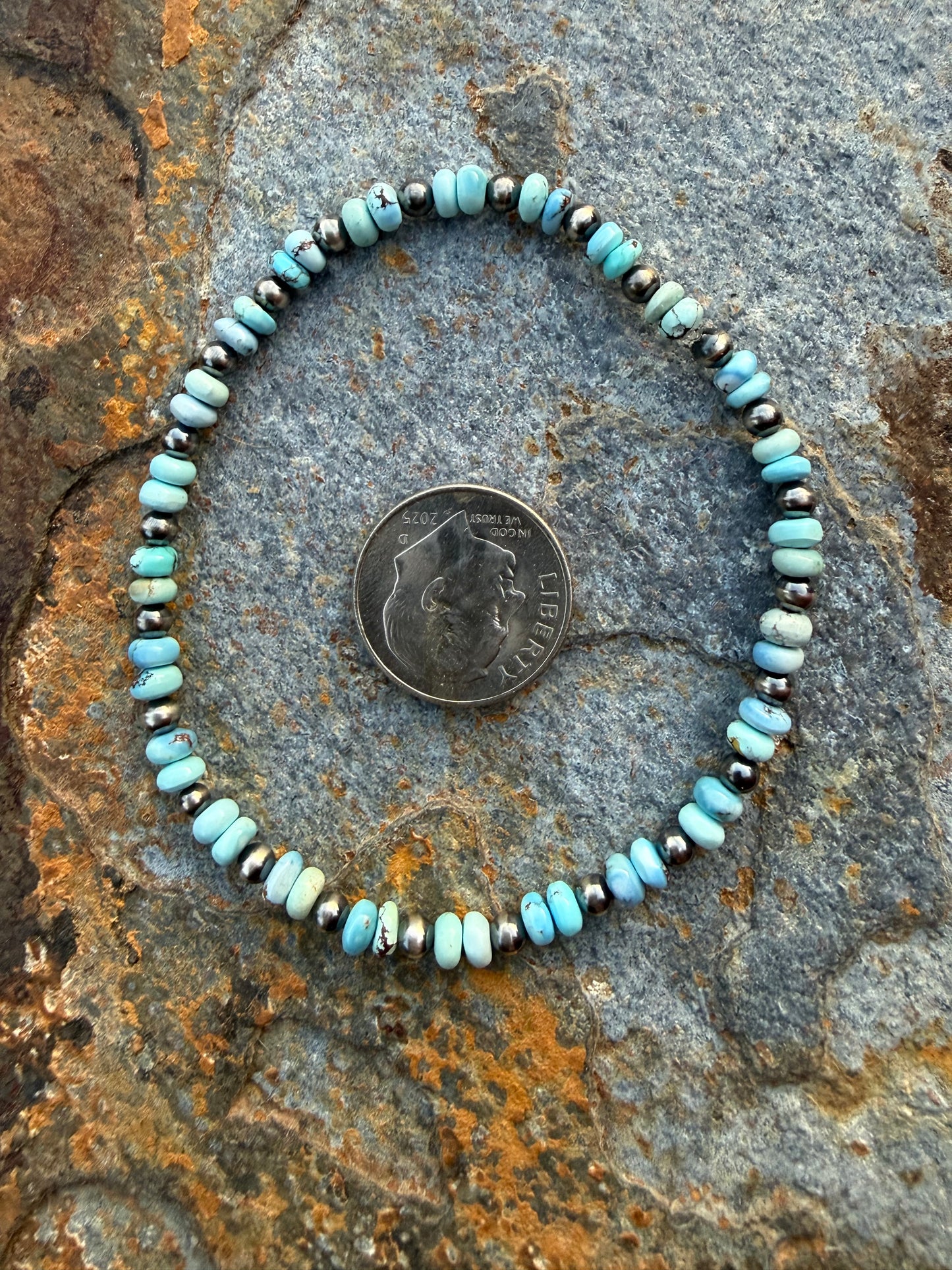 Golden Hills Turquoise Mini Rondel Beaded Pearl Bracelet