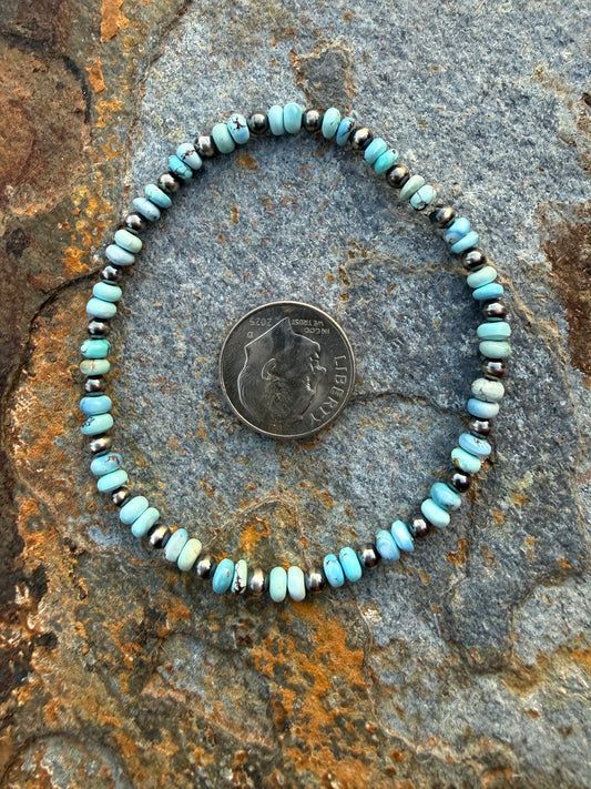 Golden Hills Turquoise Mini Rondel Beaded Pearl Bracelet