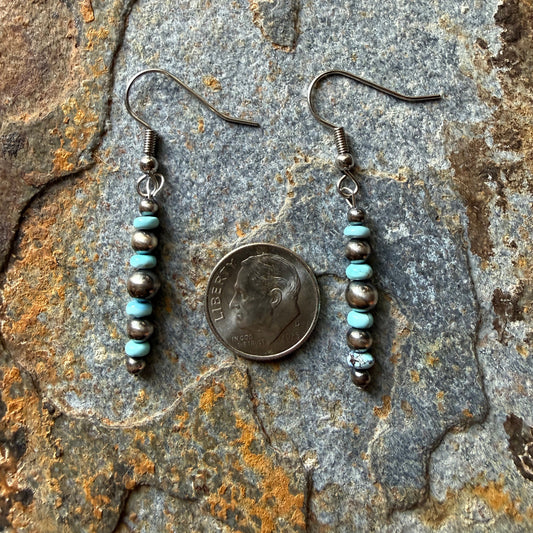 Sterling Silver Pearl Golden Hills Turquoise Earrings