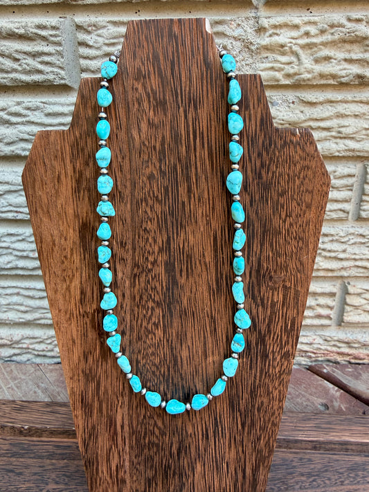 White Water Turquoise Sterling Silver Pearls Necklace