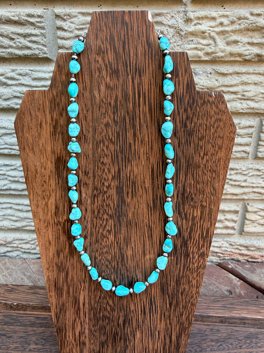 White Water Turquoise Sterling Silver Pearls Necklace