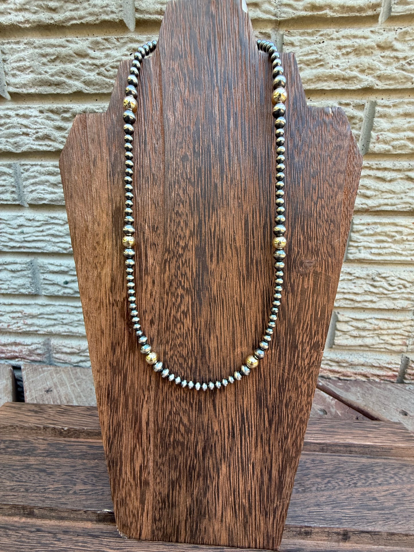 Graduated 14K Gold Filled Bead Sterling Silver Pearl Necklace