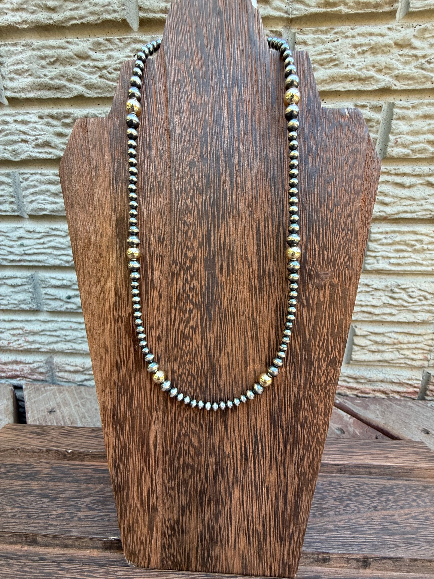 Graduated 14K Gold Filled Bead Sterling Silver Pearl Necklace