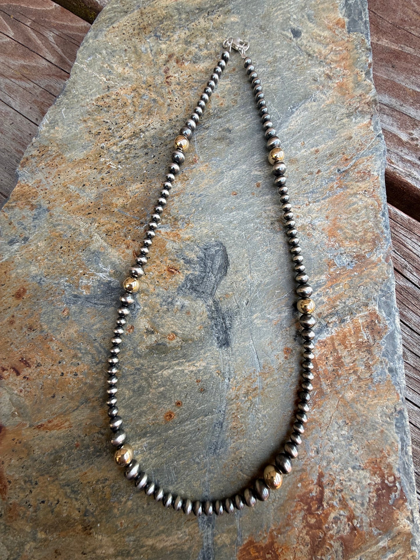 Graduated 14K Gold Filled Bead Sterling Silver Pearl Necklace