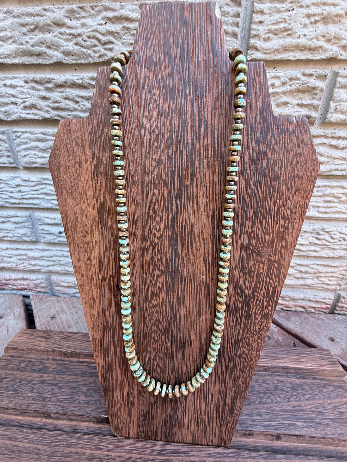 Number 8 Turquoise Graduated Bead Sterling Silver Pearls Necklace