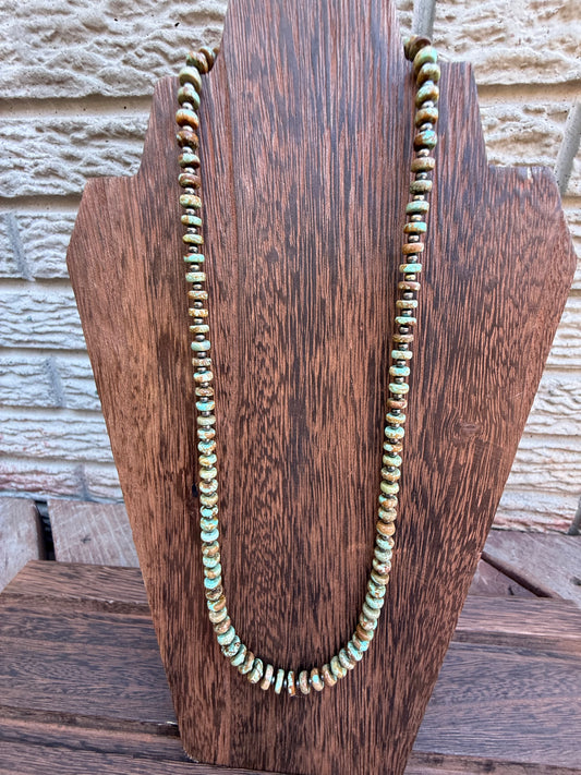 Number 8 Turquoise Graduated Bead Sterling Silver Pearls Necklace