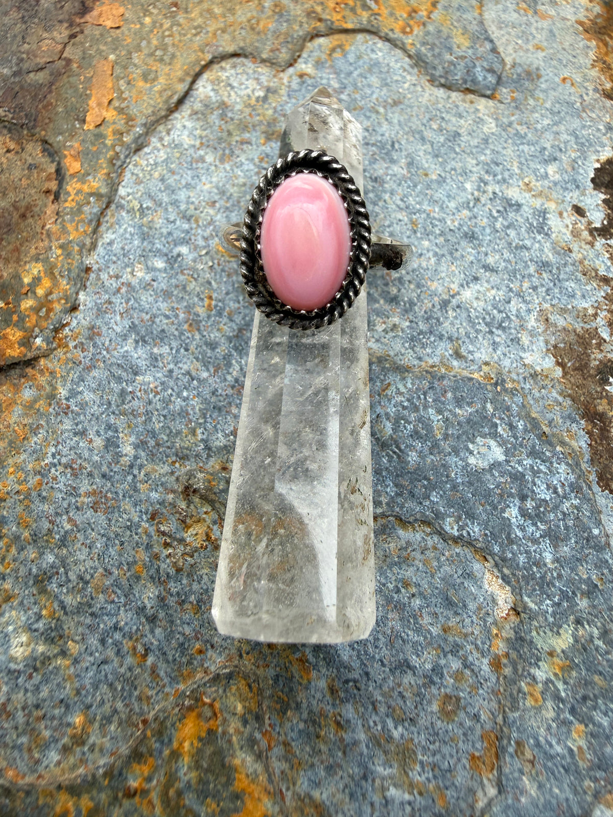 Pink Conch Shell Sterling Silver Ring