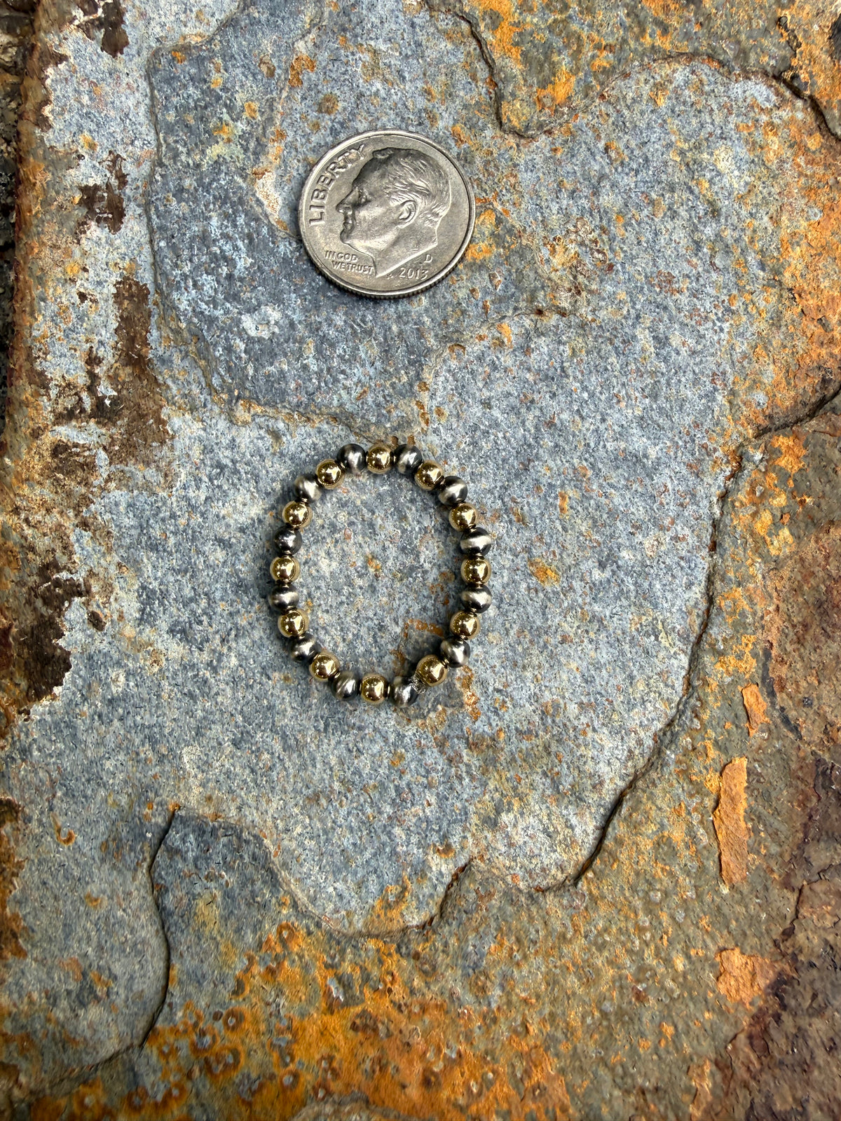 Sterling Silver Pearl 14K Gold Filled Beaded Ring